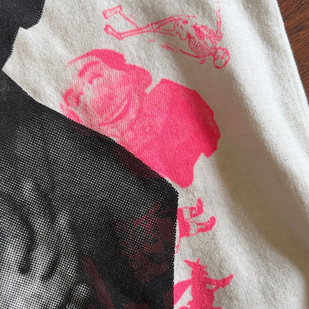White Pee-Wee Crewneck Sweater with Pink Accents - Picture 5 of 6